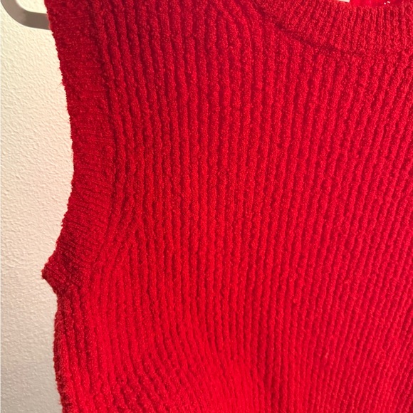 Madewell knit sweater tank textured extra soft cotton blend color block red LG - Picture 3 of 5
